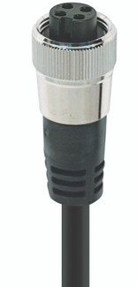 RKPA 4-805 - Mini Power Single-Ended Cordset: 7/8", female, straight, 4-pin(3+PE), black body, 600 V, 15 A; TPE black cable, 14 AWG