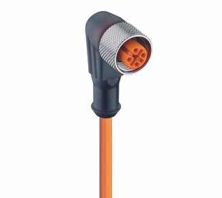 RKWT 4-251 - M12 Standard Sensor/Actuator Single-Ended Cordset: Female, angled, 4-pin, A-coded, translucent body, 230 V AC/DC, 4 A; PUR orange cable, 4-wires, 0.34 mm²