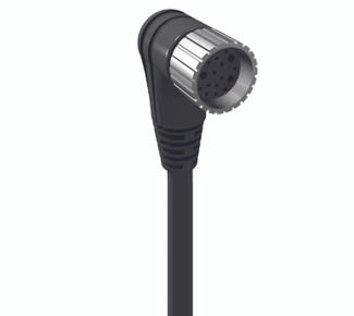 RKWU 12-256 - M23 Power Single-Ended Cordset: Female, angled, 12-pin, black body, 120 V AC/DC, 8 A; PUR black cable, 8x0.5 mm² + 3x1.0 mm²