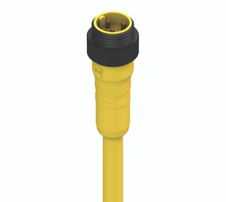 RS 30-838 - 7/8" Power Single-Ended Cordset: Male, straight, 3-pin, yellow body, 600 V (UL), 10 A (UL); TPE yellow cable, 16 AWG