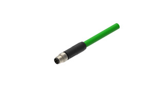 RSMGVS-4D-RSMWVS-4D-0467 - M8 cordset, PROFINET (Fast Ethernet 100 Mbit/s), Cat 5e, shielded, male, 4 poles, D coded, straight-angled, PUR green cable, AWM 20549, 48 V AC / 60 V DC, 4 A / 0.5 A UL rated, IP65, IP67