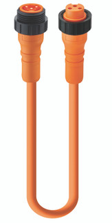 RSRK 30-01 - 7/8" Power Double-Ended Cordset: Male straight to female straight, 3-pin(2+PE), orange body, 230 V AC/DC, 12 A; PVC orange cable, 0.75 mm²