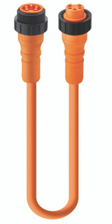 RSRK 50-04 - 7/8" Power Double-Ended Cordset: Male straight to female straight, 5-pin(4+PE), orange body, 230 V AC/DC, 9 A; PVC orange cable, 0.50 mm²