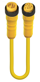 RSRK 701M-822 - 1" Power Double-Ended Cordset: Male to Female, 7-pin, 600 V, 8 A; TPE yellow cable, 16 AWG