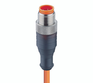 RST 4-251 - M12 Standard Sensor/Actuator Single-Ended Cordset: Male, straight, 4-pin, A-coded, translucent body, 230 V AC/DC, 4 A; PUR orange cable, 4-wires, 0.34 mm²