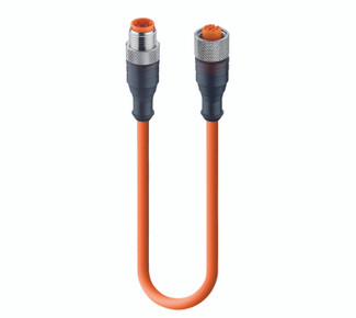 RST 4-RKT 4-251 - Sensor/Actuator Double-Ended Cordset: Male straight A-coded translucent 4-pin M12 Standard connector to female straight A-coded translucent 4-pin M12 Standard connector, 230 V AC/DC, 4 A; PUR orange cable, 4-wires, 0.34 mm²