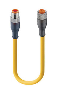 RST 4-RKT 4-773 - Sensor / Actuator Connectors: Cordset, double ended, M12 Standard, Straight Male, 4-pole to a, M12 Standard, Straight Female, 4-pole; with Yellow TPE-C 22 AWG cable
