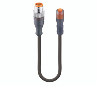 RST 5-RKM 5-293 - Sensor/Actuator Double-Ended Cordset: Male straight A-coded translucent 5-pin M12 Standard connector to female straight B-coded translucent 5-pin M8 Snap-In connector, 50 V AC / 60 V DC, 4 A; PUR black cable, 5-wires, 0.34 mm²