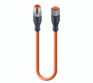 RST 5-RKT 5-259 - Sensor/Actuator Double-Ended Cordset: Male straight A-coded translucent 5-pin M12 Standard connector to female straight A-coded translucent 5-pin M12 Standard connector, 50 V AC / 60 V DC, 4 A; PUR orange cable, 5-wires, 0.50 mm²