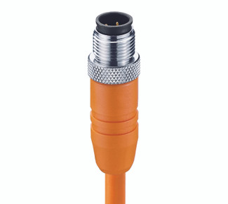 RSTS 5-183 - M12 Standard Sensor/Actuator Single-Ended Cordset: Male, straight, 5-pin, A-coded, shielded, orange body, 50 V AC / 60 V DC, 4 A; PVC orange cable, 5-wires, 0.34 mm²