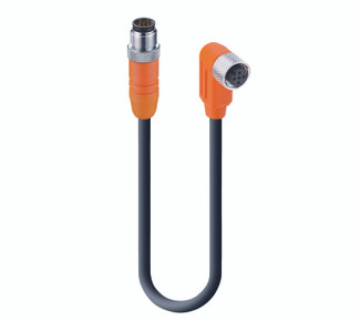 RSTS 5-RKWTS 5-298 - Sensor/Actuator Double-Ended Cordset: Male straight A-coded orange 5-pin M12 Standard connector to female angled A-coded orange 5-pin M12 Standard connector, shielded, 50 V AC / 60 V DC, 4 A; PUR black cable, 5-wires, 0.34 mm²