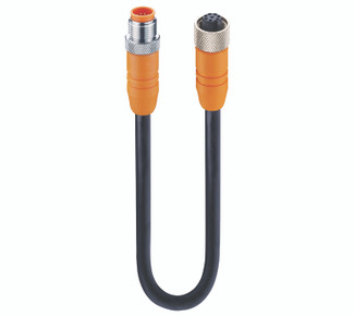 RSTS 8-RKTS 8-299 - Sensor/Actuator Double-Ended Cordset: Male straight A-coded orange 8-pin M12 Standard connector to female straight A-coded orange 8-pin M12 Standard connector, shielded, 30 V AC/DC, 2 A; PUR black cable, 8-wires, 0.25 mm²