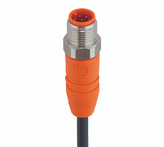 RSTSN 8-299 - M12 Standard Sensor/Actuator Single-Ended Cordset: Male, straight, 8-pin, A-coded, shielded, orange body, 30 V AC/DC, 2 A; PUR black cable, 8-wires, 0.25 mm²