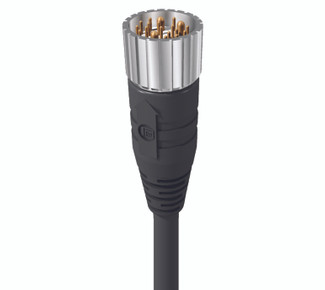 RSU 12-256 - M23 Power Single-Ended Cordset: Male, straight, 12-pin, black body, 120 V AC/DC, 8 A; PUR black cable, 8x0.5 mm² + 3x1.0 mm²