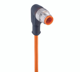 RSWT 3-06 - M12 Standard Sensor/Actuator Single-Ended Cordset: Male, angled, 4-pin, A-coded, translucent body, 230 V AC/DC, 4 A; PVC orange cable, 3-wires, 0.34 mm²