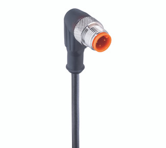 RSWT 3-224 - M12 Standard Sensor/Actuator Single-Ended Cordset: Male, angled, 4-pin, A-coded, translucent body, 230 V AC/DC, 4 A; PUR black cable, 3-wires, 0.34 mm²