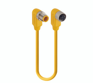 RSWT 4-RKWT 4-602 - Sensor/Actuator Double-Ended Cordset: Male angled A-coded yellow 4-pin M12 Standard connector to female angled A-coded yellow 4-pin M12 Standard connector, 230 V AC/DC, 4 A; PUR yellow cable, 4-wires, 0.824 mm²