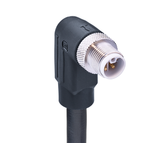 RSWT 4L-993 SW - M12 Power Single-Ended Cordset: Male, angled, 4-pin, L-coded, black body, 50 V AC/60 V DC, 16 A; PVC black cable, 1.50 mm²