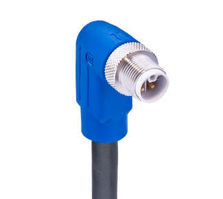 RSWT 4L-993 - M12 Power Single-Ended Cordset: Male, angled, 4-pin, L-coded, blue body, 50 V AC/60 V DC, 16 A; PVC black cable, 1.50 mm²