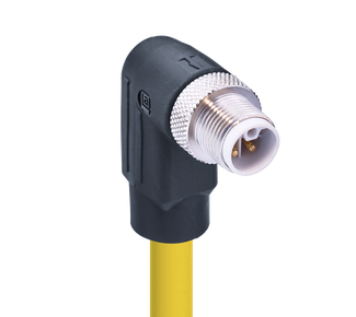 RSWT 4L-996 SW - M12 Power Single-Ended Cordset: Male, angled, 4-pin, L-coded, black body, 50 V AC/60 V DC, 16 A; TPE yellow cable, 1.50 mm²