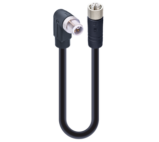 RSWT 4L-RKT 4L-723 SW - M12 Power Double-Ended Cordset: Male angled to Female straight, 4-pin, L-coded, black body, 50 V AC/60 V DC, 16 A; PUR black cable, 1.50 mm²