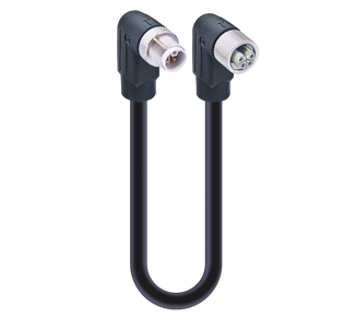 RSWT 4L-RKWT 4L-993 SW - M12 Power Double-Ended Cordset: Male angled to Female angled, 4-pin, L-coded, black body, 50 V AC/60 V DC, 16 A; PVC black cable, 1.50 mm²