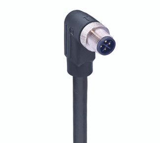 RSWT 4S-703 SW - M12 Power Single-Ended Cordset: Male, angled, 4-pin(3+PE), S-coded, black body, 600 V AC/DC, 16 A; PUR black cable, 1.50 mm²