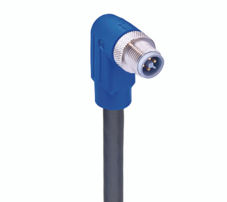 RSWT 4T-723 - M12 Power Single-Ended Cordset: Male, angled, 4-pin, T-coded, blue body, 50 V AC/60 V DC, 16 A; PUR black cable, 1.50 mm²