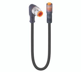 RSWT 5-RKM 5-506 - Sensor/Actuator Double-Ended Cordset: Male angled A-coded translucent 5-pin M12 Standard connector to female straight B-coded translucent 5-pin M8 Snap-In connector, 50 V AC / 60 V DC, 3 A; PUR black cable, 5-wires, 0.25 mm²