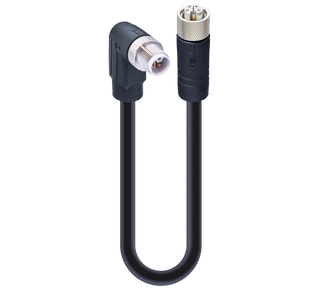 RSWT 5L-RKT 5L-1001 SW - M12 Power Double-Ended Cordset: Male angled to Female straight, 5-pin(4+FE), L-coded, black body, 50 V AC/60 V DC, 16 A; TPE black cable, 1.50 mm²