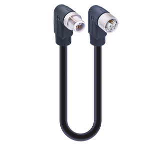 RSWT 5L-RKWT 5L-1001 SW - M12 Power Double-Ended Cordset: Male angled to Female angled, 5-pin(4+FE), L-coded, black body, 50 V AC/60 V DC, 16 A; TPE black cable, 1.50 mm²