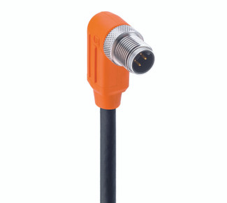 RSWTS 4-288 - M12 Standard Sensor/Actuator Single-Ended Cordset: Male, angled, 4-pin, A-coded, shielded, orange body, 50 V AC / 60 V DC, 4 A; PUR black cable, 4-wires, 0.34 mm²