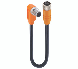 RSWTS 4-RKTS 4-288 - Sensor/Actuator Double-Ended Cordset: Male angled A-coded orange 4-pin M12 Standard connector to female straight A-coded orange 4-pin M12 Standard connector, shielded, 50 V AC / 60 V DC, 4 A; PUR black cable, 4-wires, 0.34 mm²