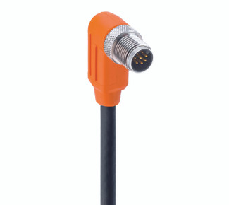 RSWTS 8-299 - M12 Standard Sensor/Actuator Single-Ended Cordset: Male, angled, 8-pin, A-coded, shielded, orange body, 30 V AC/DC, 2 A; PUR black cable, 8-wires, 0.25 mm²