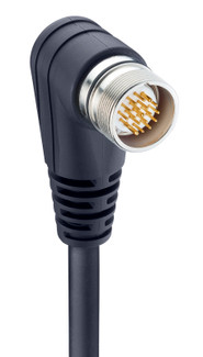 RSWUF 12-256 - M23 Power Single-Ended Cordset: Male, angled, 12-pin, black body, 120 V AC/DC, 8 A; PUR black cable, 8x0.5 mm² + 3x1.0 mm²