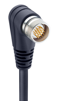RSWUF 19-242 - M23 Power Single-Ended Cordset: Male, angled, 19-pin, black body, 120 V AC/DC, 16x8 A + 3x10 A; PUR black cable, 16x0.5 mm² + 3x1.0 mm²