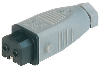 STAK 2 - Rectangular Field Attachable Power Connector (ST Series): Female, straight, 2-pin+PE, grey housing, 230 V AC/DC, 16 A AC/6 A DC