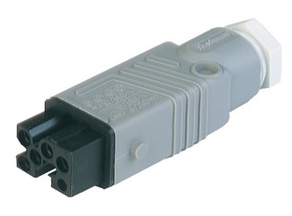 STAK 5 V0 - Rectangular Field Attachable Power Connector (ST Series): Female, straight with strain relief , 5-pin+PE, grey housing, 400 V AC/230 V DC, 10 A AC/6 A DC