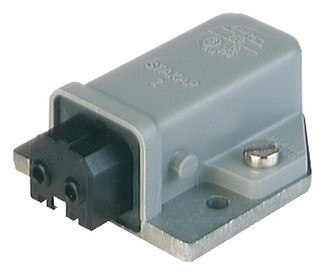 STAKAP 2 - Rectangular Receptacle Power Connector (ST Series): Female, panel mount, 2-pin+PE, grey housing, 230 V AC/DC, 16 A AC/6 A DC