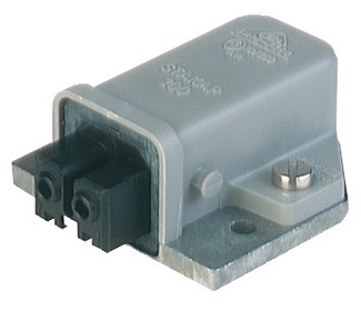 STAKAP 200 - Rectangular Receptacle Power Connector (ST Series): Female, panel mount with coding slot, 2-pin+PE, grey housing, 230 V AC/DC, 16 A AC/6 A DC