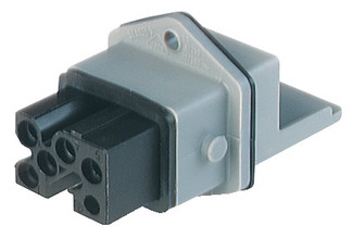 STAKEI 5 - Rectangular Receptacle Power Connector (ST Series): Female, front mount with flange, 5-pin+PE, grey housing, 400 V AC / 230 V DC, 10 A AC/6 A DC