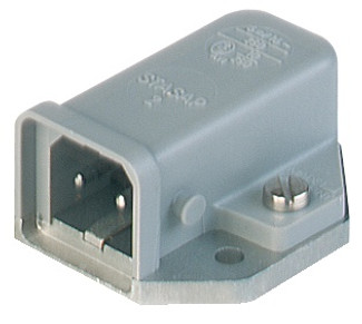 STASAP 2 V0 - Rectangular Receptacle Power Connector (ST Series): Male, panel mount, 2-pin+PE, grey housing, 230 V AC/DC, 16 A AC/6 A DC