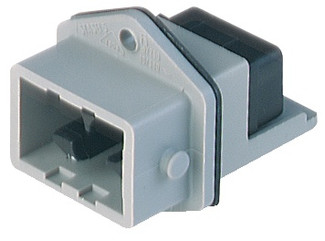 STASEI 5 - Rectangular Receptacle Power Connector (ST Series): Male, front mount with flange, 5-pin+PE, grey housing, 400 V AC / 230 V DC, 10 A AC/6 A DC