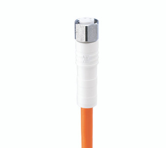 WRKMV 3-520 - M8 F&B (Wash-Down) Sensor/Actuator Single-Ended Cordset: Female, straight, 3-pin, A-coded, white body, 50 V AC / 60 V DC, 4 A; TPE orange cable, 3-wires, 0.25 mm²