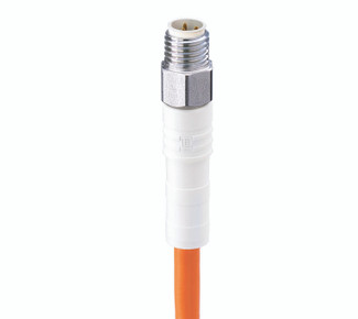 WRSMV 3-520 - M8 F&B (Wash-Down) Sensor/Actuator Single-Ended Cordset: Male, straight, 3-pin, A-coded, white body, 50 V AC / 60 V DC, 4 A; TPE orange cable, 3-wires, 0.25 mm²