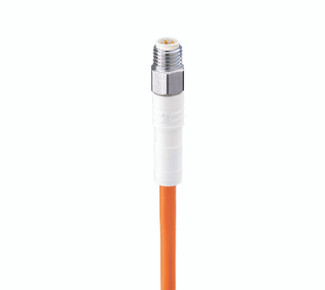 WRSMV 4-521 - M8 F&B (Wash-Down) Sensor/Actuator Single-Ended Cordset: Male, straight, 4-pin, A-coded, white body, 30 V AC/DC, 4 A; TPE orange cable, 4-wires, 0.25 mm²