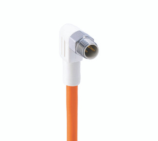 WRSMWV 3-520 - M8 F&B (Wash-Down) Sensor/Actuator Single-Ended Cordset: Male, angled, 3-pin, A-coded, white body, 50 V AC / 60 V DC, 4 A; TPE orange cable, 3-wires, 0.25 mm²