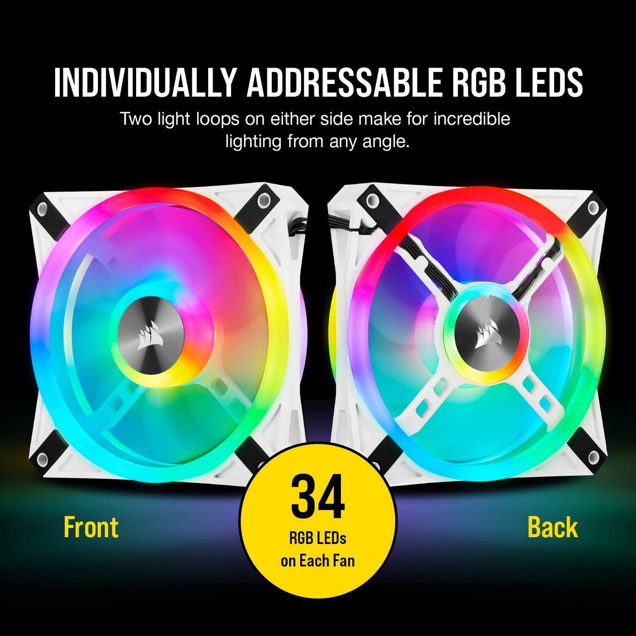 Corsair QL Series iCUE QL120 RGB 120mm RGB LED PWM White Fan Triple Fan ...