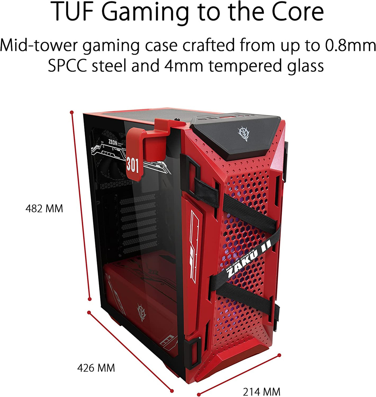 ASUS TUF GAMING GT301 ZAKU II EDITION Red ATX Mid Tower Desktop