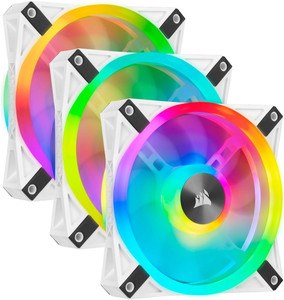 Corsair iCUE QL120 RGB 120mm PWM White Fan Triple Fan with Lighting Node Core Corsair iCUE QL120 RGB 120mm PWM White Fan Triple Fan with Lighting Node Core